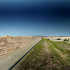 Landscape berm, ramp to green roof