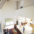 Hoo House, photograph of living area looking down from stairs