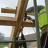 The Douglas fir structure under construction