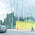 Abstract design on glazed glass facade