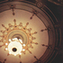The repainted ceiling and new chandelier