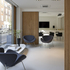 Waiting room with partitions open