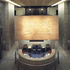 Main entrance level courthall. The spectacular reception counter seen from above