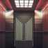 The lift interior. The rear panel is an ambiguous homage to Mackintosh